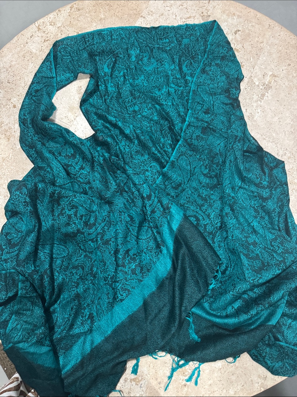 Source Unknown Teal Paisley Wrap Top
